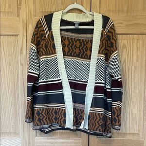 Charlotte Russe Brown and Cream Patterned Cardigan